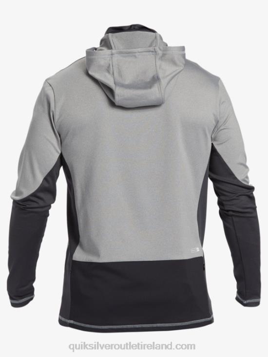 Men Quiksilver Waterman Angler Hooded UPF 50 Long Sleeve Surf Tee N02TD832 sharkskin