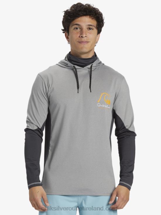 Men Quiksilver Waterman Angler Hooded UPF 50 Long Sleeve Surf Tee N02TD832 sharkskin