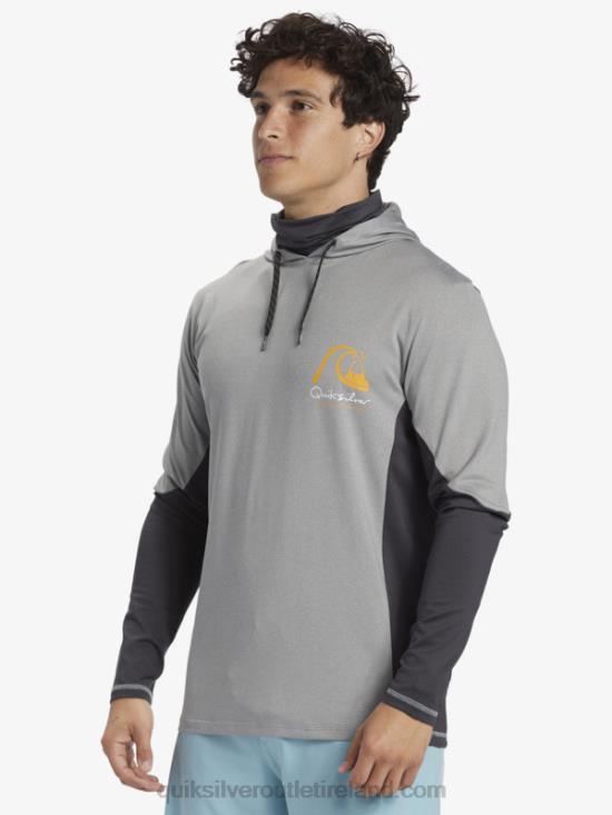 Men Quiksilver Waterman Angler Hooded UPF 50 Long Sleeve Surf Tee N02TD832 sharkskin