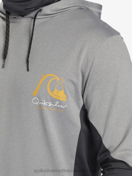 Men Quiksilver Waterman Angler Hooded UPF 50 Long Sleeve Surf Tee N02TD832 sharkskin