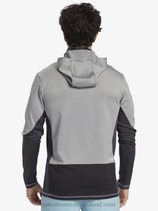 Men Quiksilver Waterman Angler Hooded UPF 50 Long Sleeve Surf Tee N02TD832 sharkskin