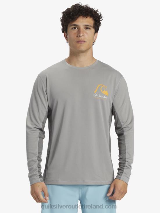 Men Quiksilver Waterman Bamboo Check 2 UPF 50 Long Sleeve Surf Tee N02TD258 sharkskin