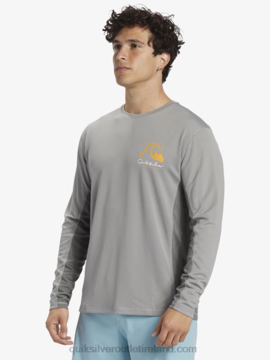 Men Quiksilver Waterman Bamboo Check 2 UPF 50 Long Sleeve Surf Tee N02TD258 sharkskin