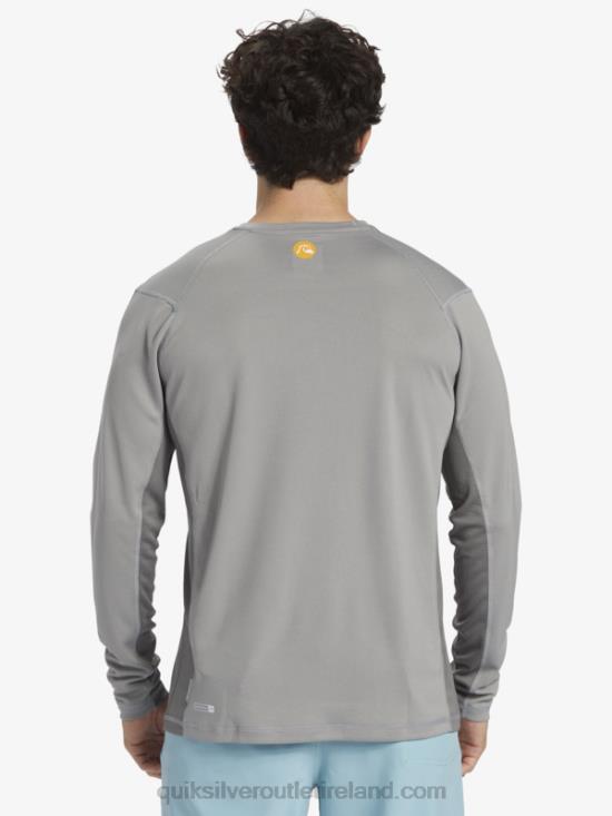 Men Quiksilver Waterman Bamboo Check 2 UPF 50 Long Sleeve Surf Tee N02TD258 sharkskin