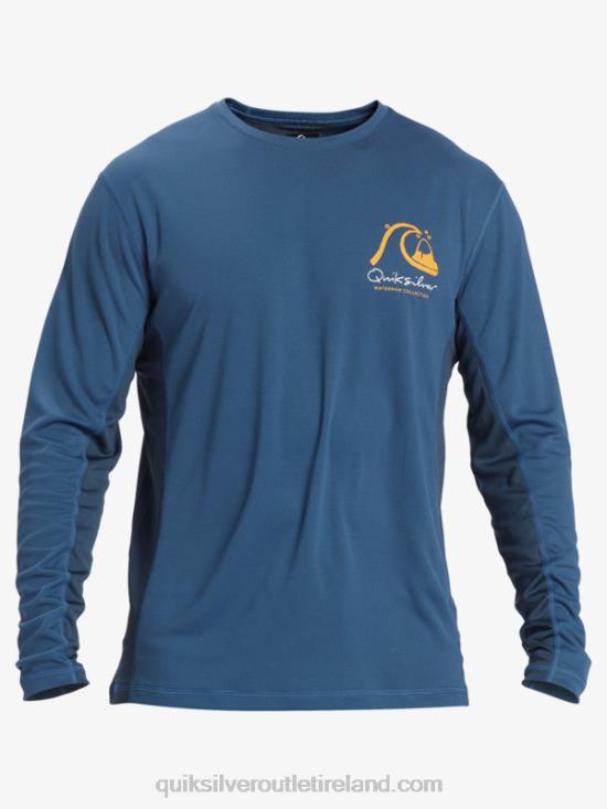 Men Quiksilver Waterman Bamboo Check 2 UPF 50 Long Sleeve Surf Tee N02TD259 ensign blue