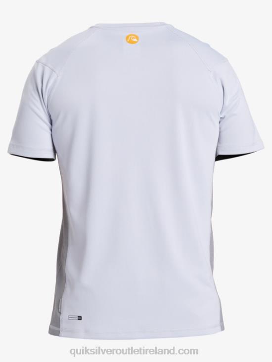 Men Quiksilver Waterman Bamboo Check 2 UPF 50 Short Sleeve Surf Tee N02TD273 white