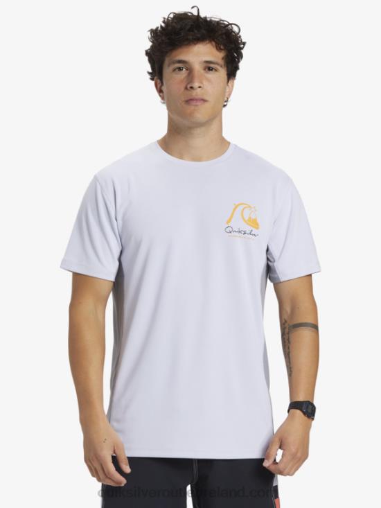 Men Quiksilver Waterman Bamboo Check 2 UPF 50 Short Sleeve Surf Tee N02TD273 white