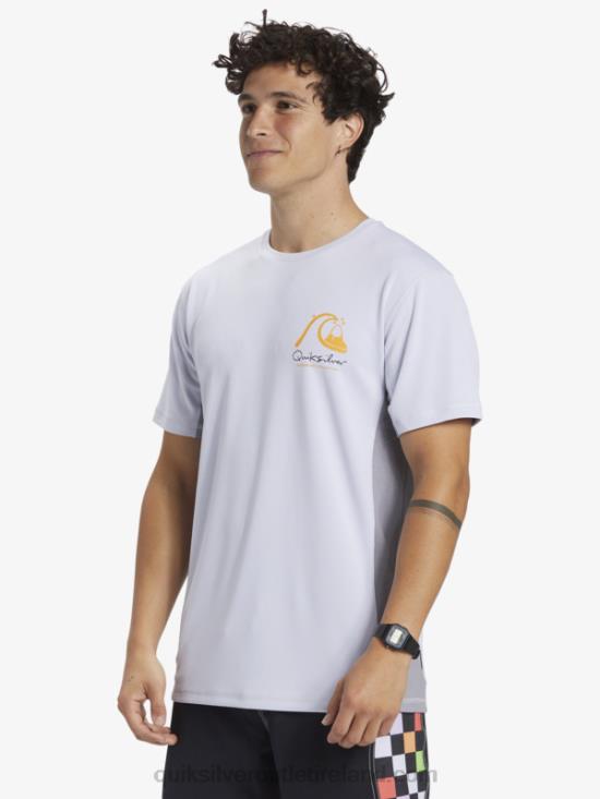 Men Quiksilver Waterman Bamboo Check 2 UPF 50 Short Sleeve Surf Tee N02TD273 white