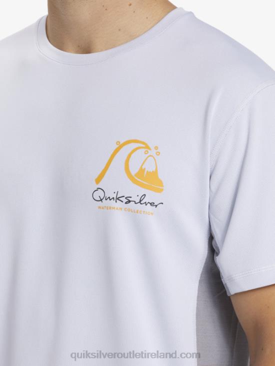 Men Quiksilver Waterman Bamboo Check 2 UPF 50 Short Sleeve Surf Tee N02TD273 white