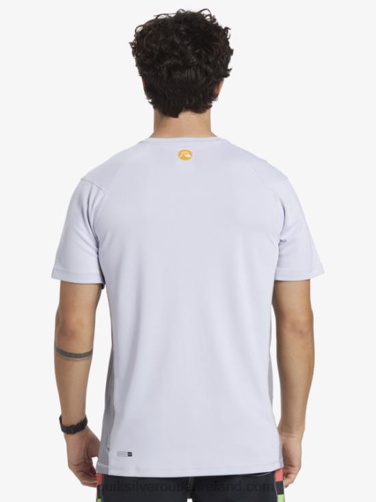 Men Quiksilver Waterman Bamboo Check 2 UPF 50 Short Sleeve Surf Tee N02TD273 white