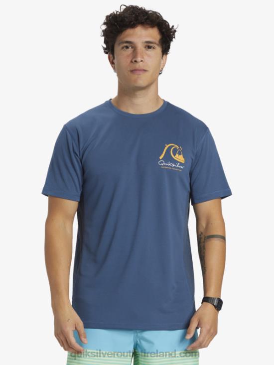 Men Quiksilver Waterman Bamboo Check 2 UPF 50 Short Sleeve Surf Tee N02TD275 ensign blue
