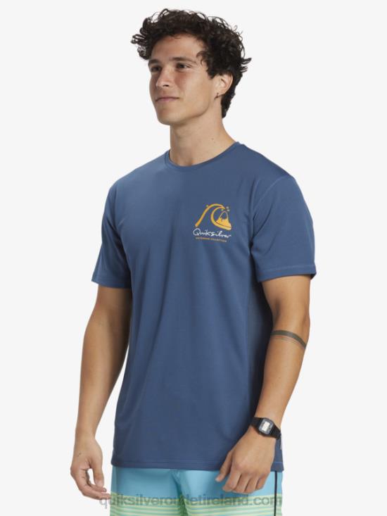 Men Quiksilver Waterman Bamboo Check 2 UPF 50 Short Sleeve Surf Tee N02TD275 ensign blue