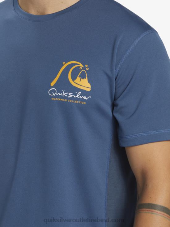Men Quiksilver Waterman Bamboo Check 2 UPF 50 Short Sleeve Surf Tee N02TD275 ensign blue