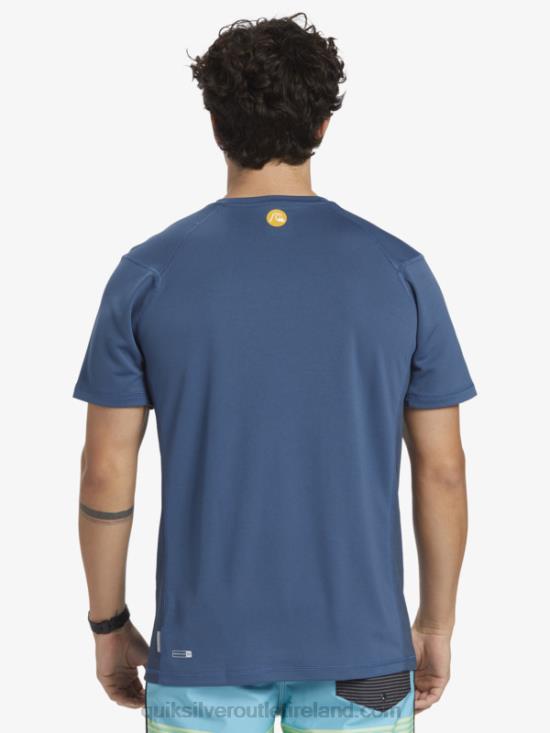 Men Quiksilver Waterman Bamboo Check 2 UPF 50 Short Sleeve Surf Tee N02TD275 ensign blue