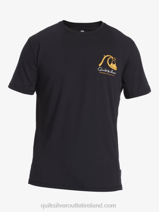 Men Quiksilver Waterman Bamboo Check 2 UPF 50 Short Sleeve Surf Tee N02TD276 black