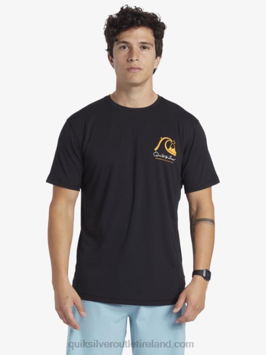 Men Quiksilver Waterman Bamboo Check 2 UPF 50 Short Sleeve Surf Tee N02TD276 black