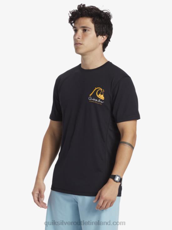 Men Quiksilver Waterman Bamboo Check 2 UPF 50 Short Sleeve Surf Tee N02TD276 black