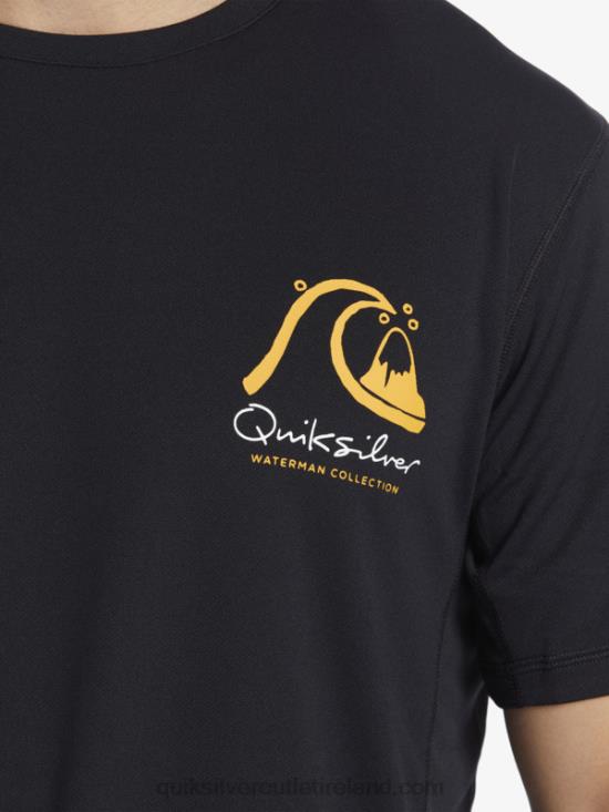 Men Quiksilver Waterman Bamboo Check 2 UPF 50 Short Sleeve Surf Tee N02TD276 black