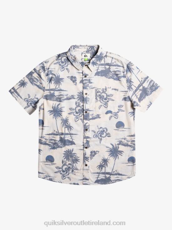 Men Quiksilver Airflow Cotton Short Sleeve Shirt N02TD1368 birch airflow