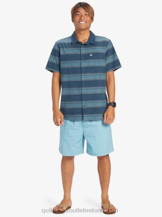 Men Quiksilver Cali Sunrise Short Sleeve Shirt N02TD446 midnight navy cali str