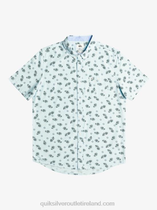 Men Quiksilver From Ocean To Paradise Short Sleeve Shirt N02TD1389 sky blue from ocean