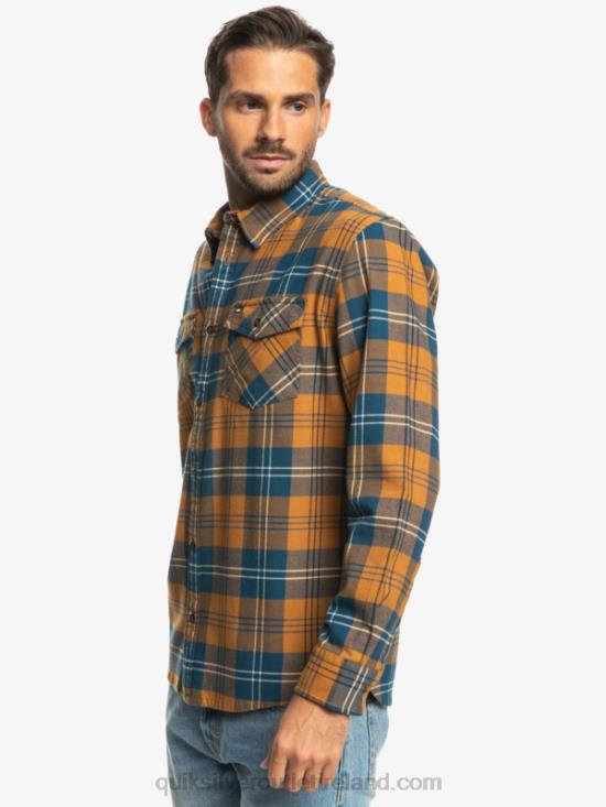 Men Quiksilver Harelaw Stretch Long Sleeve Shirt N02TD1508 brown sugar harelaw