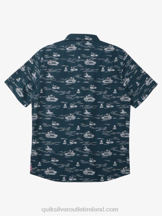Men Quiksilver Hawaii Lost At Sea Short Sleeve Shirt N02TD1726 midnight navy