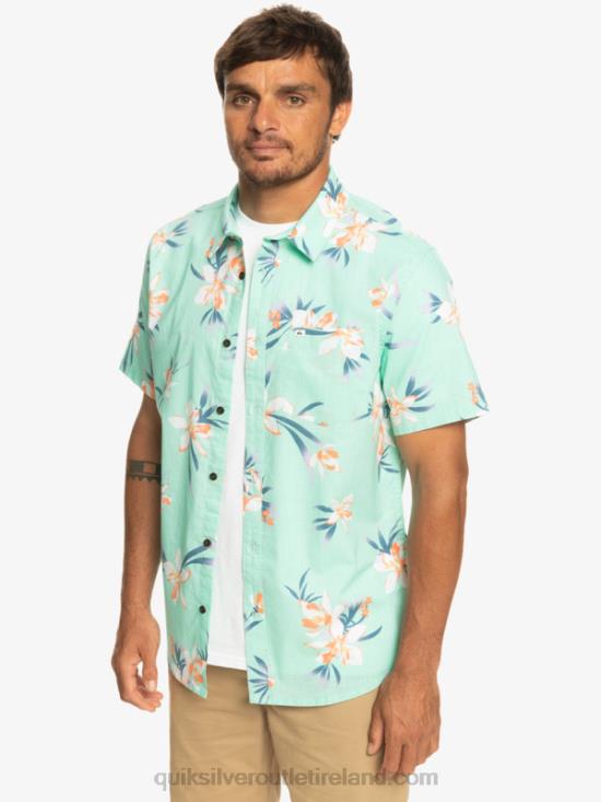 Men Quiksilver Holidazed Short Sleeve Shirt N02TD1089 beach glass holidazed