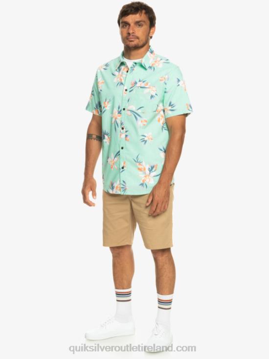 Men Quiksilver Holidazed Short Sleeve Shirt N02TD1089 beach glass holidazed
