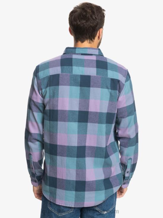 Men Quiksilver Motherfly Long Sleeve Flannel Shirt N02TD1572 insignia blue motherfly