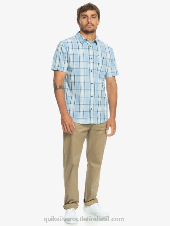 Men Quiksilver New Swinton Short Sleeve Shirt N02TD916 sky blue swinton