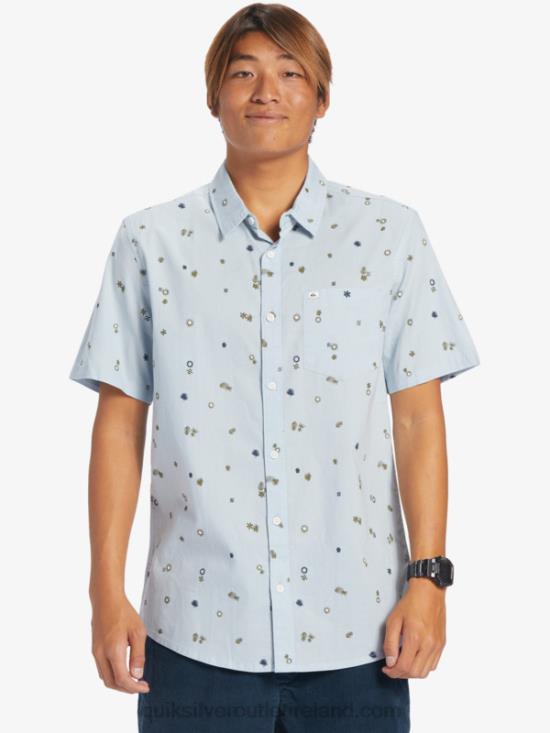Men Quiksilver Peaceful Rave Short Sleeve Shirt N02TD591 celestial blue peaceful rave s