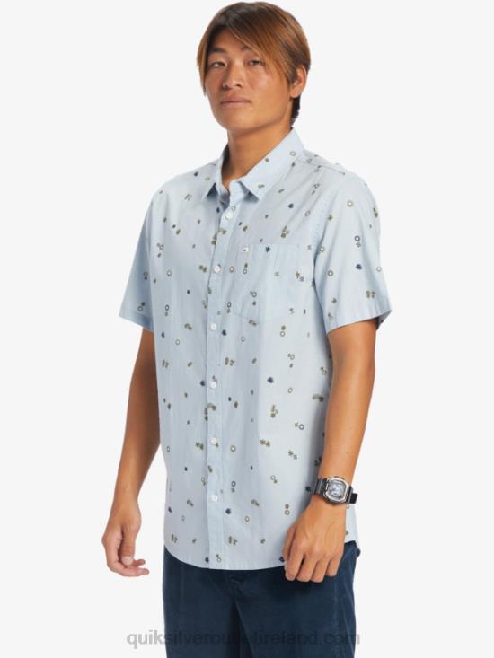 Men Quiksilver Peaceful Rave Short Sleeve Shirt N02TD591 celestial blue peaceful rave s