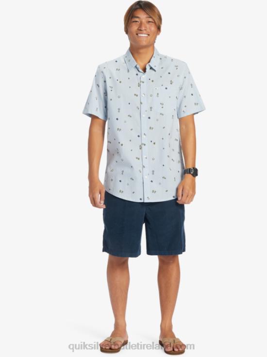 Men Quiksilver Peaceful Rave Short Sleeve Shirt N02TD591 celestial blue peaceful rave s