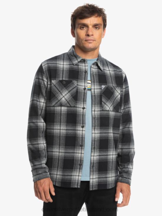 Men Quiksilver Saturn Plaid Long Sleeve Shirt N02TD1692 black saturn
