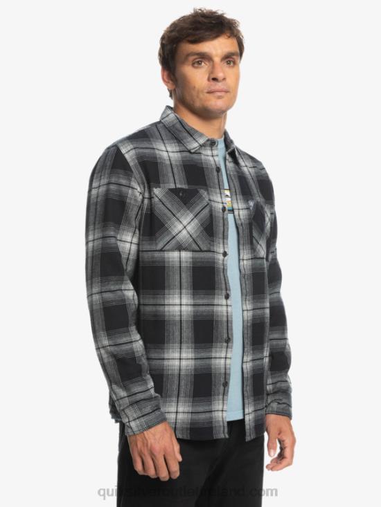 Men Quiksilver Saturn Plaid Long Sleeve Shirt N02TD1692 black saturn