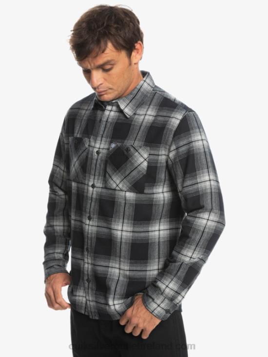 Men Quiksilver Saturn Plaid Long Sleeve Shirt N02TD1692 black saturn