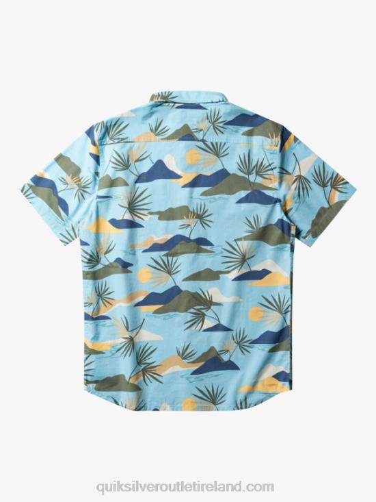 Men Quiksilver Slow Dazed Short Sleeve Shirt N02TD665 sky blue slow daze ss