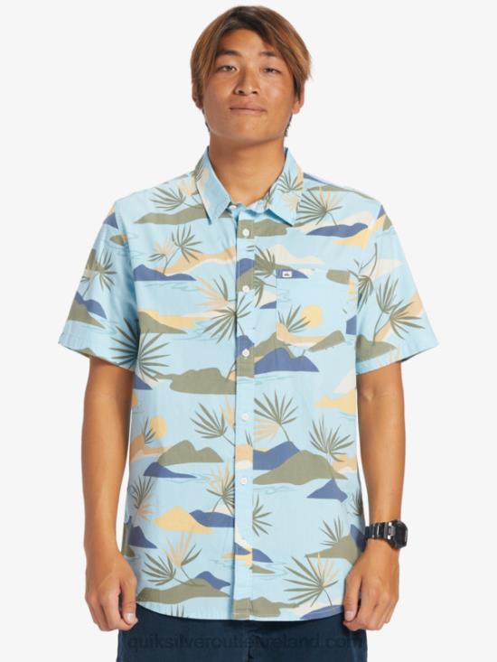 Men Quiksilver Slow Dazed Short Sleeve Shirt N02TD665 sky blue slow daze ss
