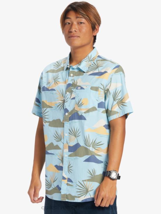 Men Quiksilver Slow Dazed Short Sleeve Shirt N02TD665 sky blue slow daze ss