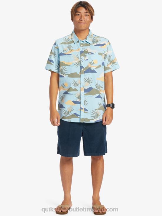 Men Quiksilver Slow Dazed Short Sleeve Shirt N02TD665 sky blue slow daze ss