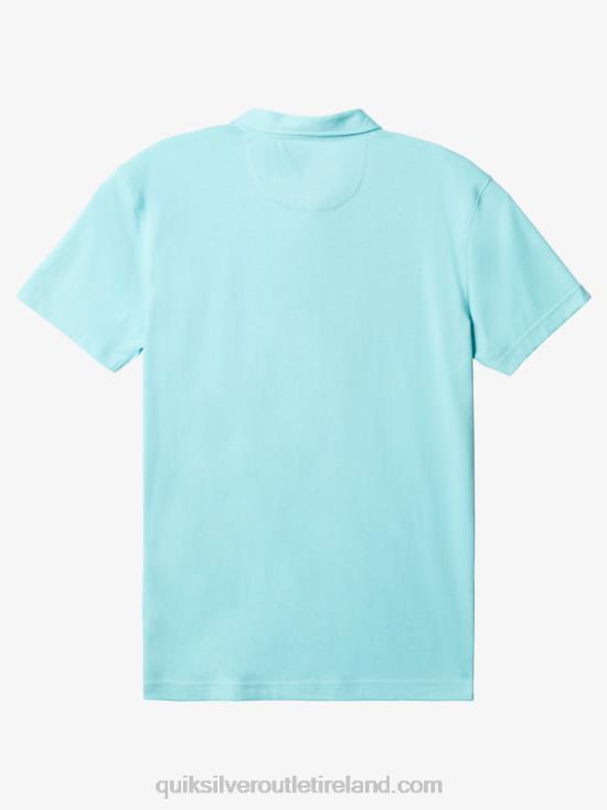 Men Quiksilver Stripe Lite Short Sleeve Polo Shirt N02TD749 angel blue