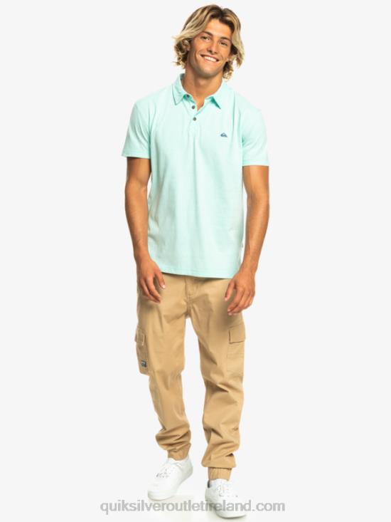 Men Quiksilver Sunset Cruise Short Sleeve Polo Shirt N02TD481 beach glass