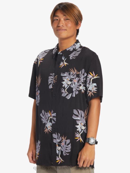 Men Quiksilver The Floral Short Sleeve Shirt N02TD649 black floral ss