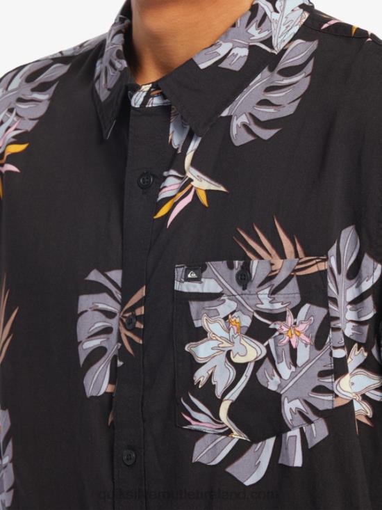 Men Quiksilver The Floral Short Sleeve Shirt N02TD649 black floral ss