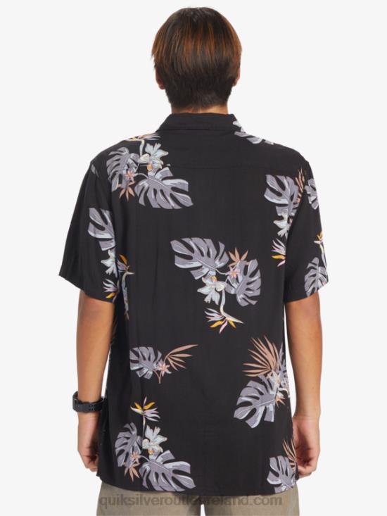 Men Quiksilver The Floral Short Sleeve Shirt N02TD649 black floral ss