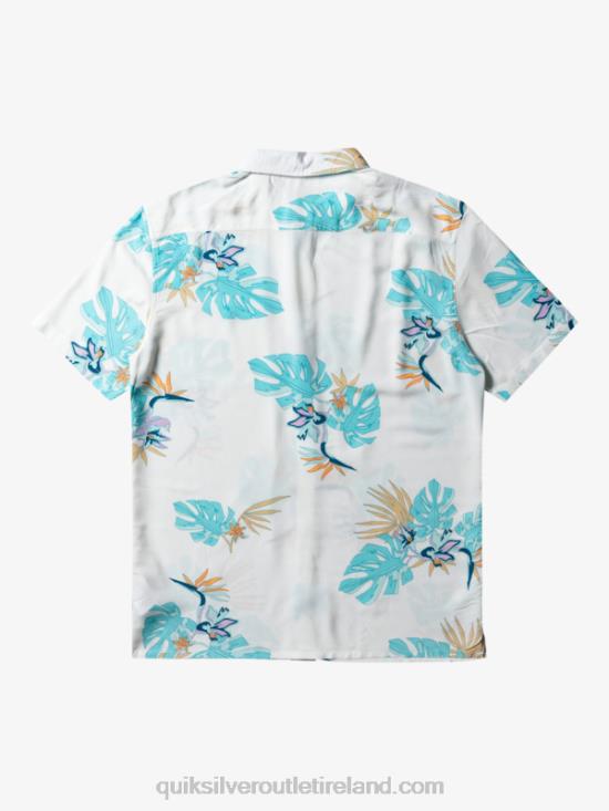 Men Quiksilver The Floral Short Sleeve Shirt N02TD650 snow white floral ss
