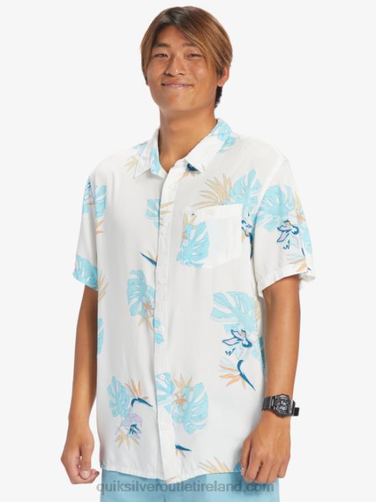 Men Quiksilver The Floral Short Sleeve Shirt N02TD650 snow white floral ss
