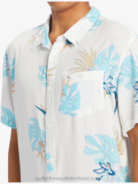 Men Quiksilver The Floral Short Sleeve Shirt N02TD650 snow white floral ss