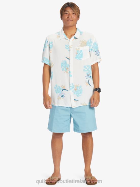 Men Quiksilver The Floral Short Sleeve Shirt N02TD650 snow white floral ss